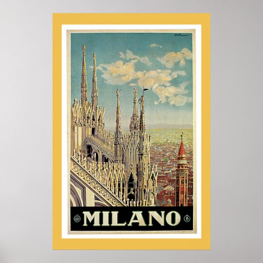 Milan Italy Vintage Travel Poster (Voorkant)