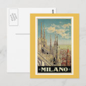 Milan Italy Vintage Travel Poster Briefkaart (Voorkant / Achterkant)