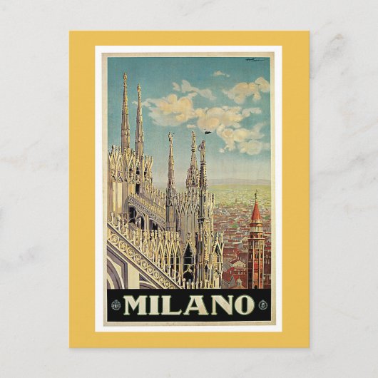 Milan Italy Vintage Travel Poster Briefkaart (Voorkant)