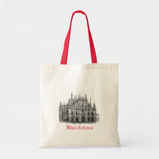 Milan Kathedraal Tekening Rood Witte Tote Tas (Voorkant)