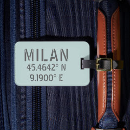 Milan Latitude Longitude Bagagelabel