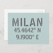 Milan Latitude Longitude Briefkaart (Voorkant / Achterkant)