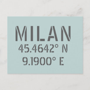 Milan Latitude Longitude Briefkaart