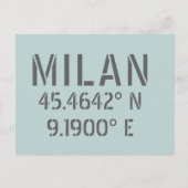 Milan Latitude Longitude Briefkaart (Voorkant)
