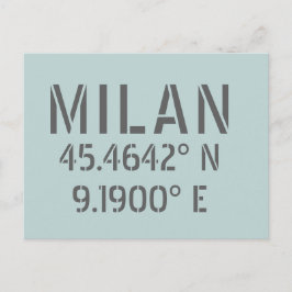 Milan Latitude Longitude Briefkaart
