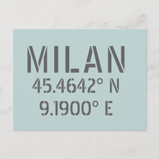 Milan Latitude Longitude Briefkaart (Voorkant)