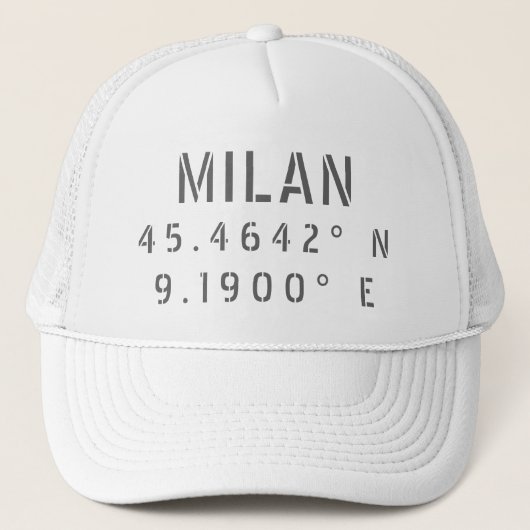 Milan Latitude Longitude Trucker Pet (Voorkant)