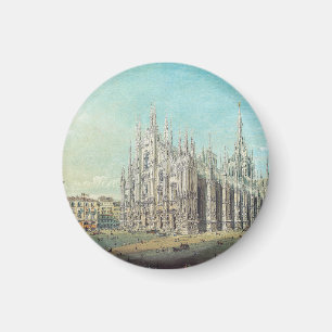 Milan Piazza del Duomo 1850s door Carlo Bossoli Ku Magneet