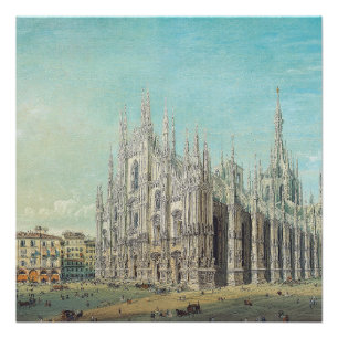Milan Piazza del Duomo 1850s door Carlo Bossoli Ku Perfect Poster