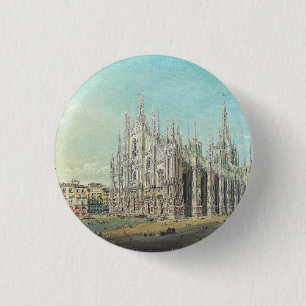 Milan Piazza del Duomo 1850s door Carlo Bossoli Ku Ronde Button 3,2 Cm