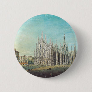 Milan Piazza del Duomo 1850s door Carlo Bossoli Ku Ronde Button 5,7 Cm