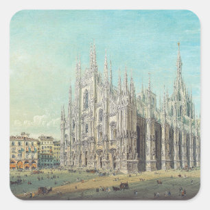 Milan Piazza del Duomo 1850s door Carlo Bossoli Ku Vierkante Sticker