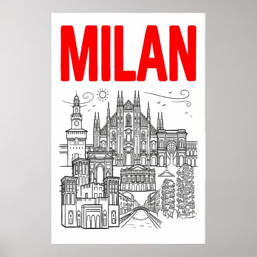 Milan Silhouette Muurkunst - Grafische Poster Stij (Voorkant)