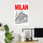 Milan Silhouette Muurkunst - Grafische Poster Stij (Thuiskantoor)