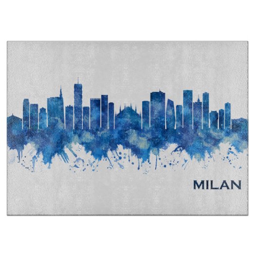 Milan Skyline Blue Snijplank (Voorkant)