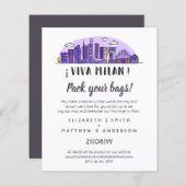 MILAN Skyline Trouw Uitnodiging Handgetekend Budge (Voorkant / Achterkant)