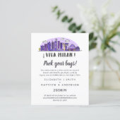 MILAN Skyline Trouw Uitnodiging Handgetekend Budge (Staand voorkant)