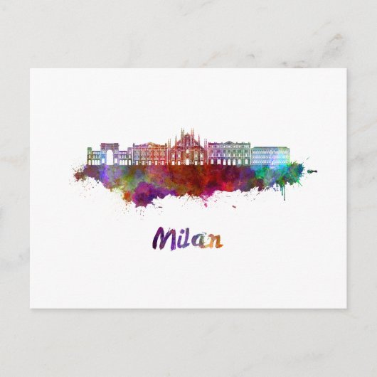 Milan V2 skyline in watercolor Briefkaart (Voorkant)