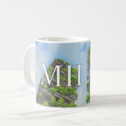 Milan verti forest Mug Modern Skyline Coffee cup Koffiemok (Voorkant links)