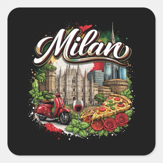 Milan Vierkante Sticker (Voorkant)