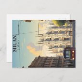 Milan vintage reisposter briefkaart (Voorkant / Achterkant)