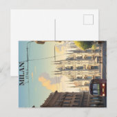 milan vintage travel poster briefkaart (Voorkant / Achterkant)