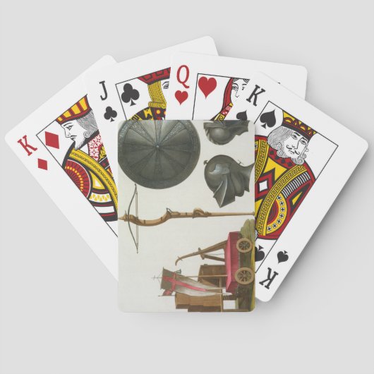 Milanese chariot, kruisboog en armband, bord 17 fr speelkaarten (Achterkant)