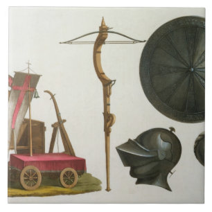 Milanese chariot, kruisboog en armband, bord 17 fr tegeltje