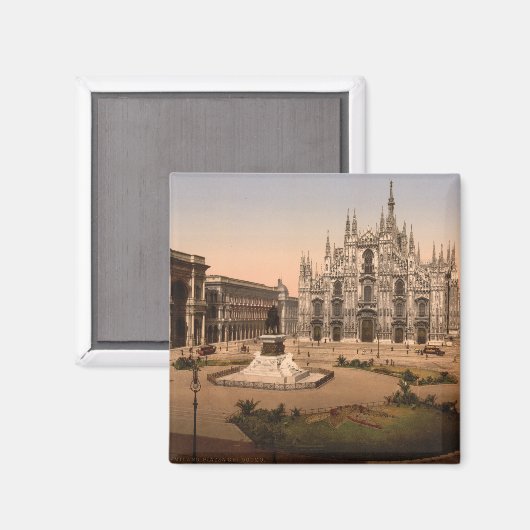 Milanese kathedraal en Piazza, Lombardije, Italië Magneet (Voorkant / Achterkant)