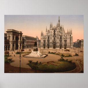 Milanese kathedraal en Piazza, Lombardije, Italië Poster