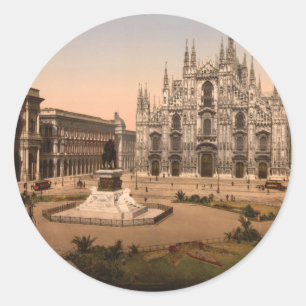 Milanese kathedraal en Piazza, Lombardije, Italië Ronde Sticker