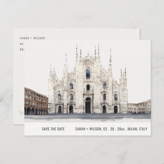 Milanese kathedraal Italië Waterverf behalve datum Briefkaart (Voorkant / Achterkant)