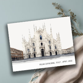 Milanese kathedraal Italië Waterverf Italiaans rei Briefkaart