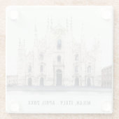 Milanese kathedraal Italië Waterverf Italiaans rei Glazen Onderzetter (Achterkant)