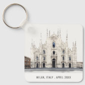 Milanese kathedraal Italië Waterverf Italiaans rei Sleutelhanger (Voorkant)