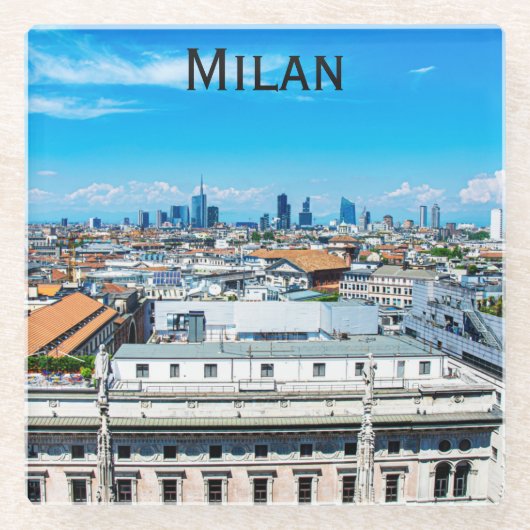 Milanese skyline in Italië Glazen Onderzetter (Voorkant)