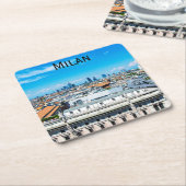 Milanese skyline in Italië Kartonnen Onderzetters (Schuin)