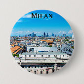 Milanese skyline in Italië Ronde Button 7,6 Cm (Voorkant)