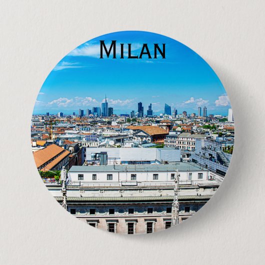 Milanese skyline in Italië Ronde Button 7,6 Cm (Voorkant)