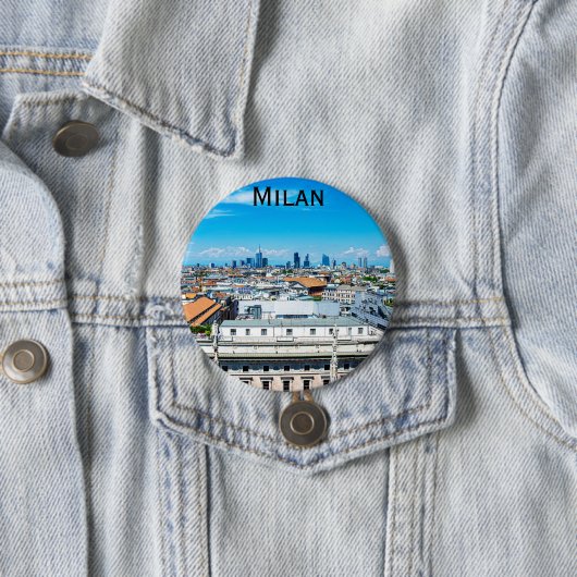 Milanese skyline in Italië Ronde Button 7,6 Cm (In situ)