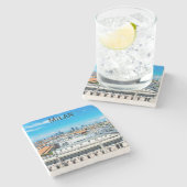 Milanese skyline in Italië Stenen Onderzetter (Zijkant)