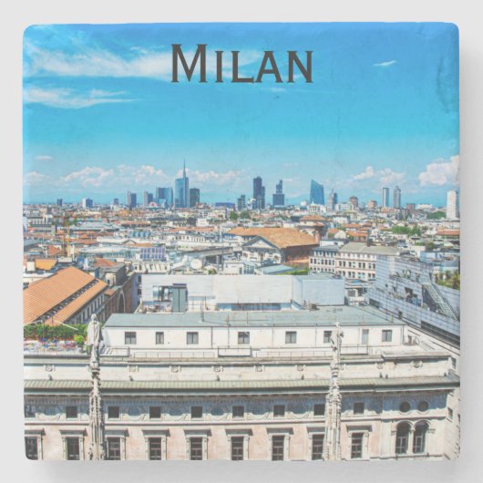Milanese skyline in Italië Stenen Onderzetter (Voorkant)