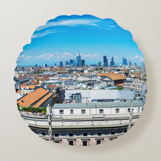 Milanese skyline rond kussen (Voorkant)