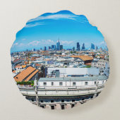 Milanese skyline rond kussen (Achterkant)