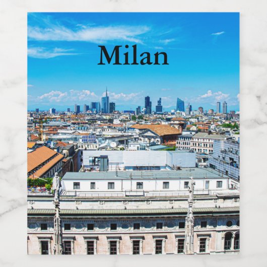 Milanese skyline wijn etiket (Enkel label)