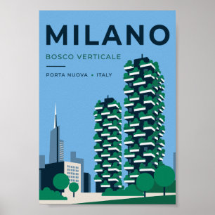 Milano Bosco Verticale Reisposter Milaan Italië Poster