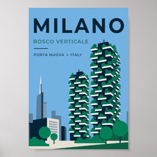 Milano Bosco Verticale Reisposter | Milaan Italië Poster (Voorkant)