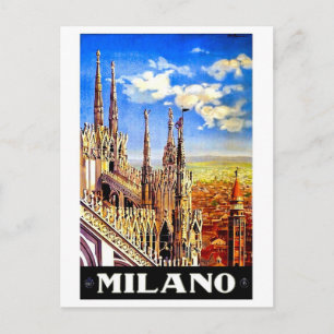 Milano Cathedral, Italië, landschap, oldtimers Briefkaart