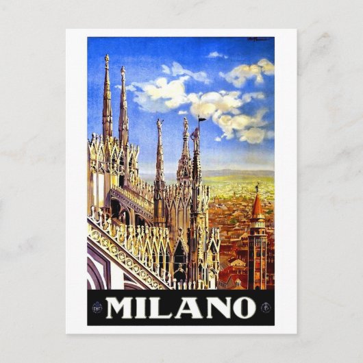 Milano Cathedral, Italië, landschap, oldtimers Briefkaart (Voorkant)
