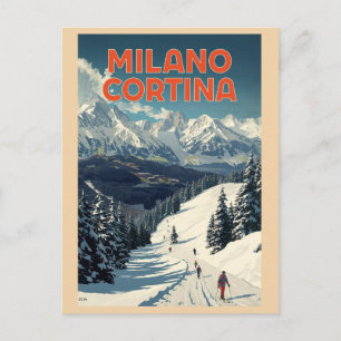 Milano Cortina 2026 Vintage Skioord cadeaus Briefkaart